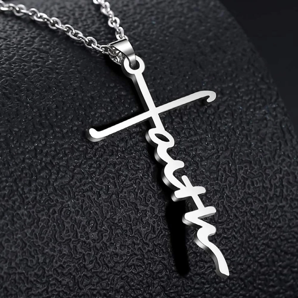 Faith Silvertone Pendant Necklace